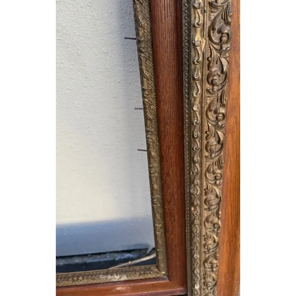 Antique Oak Picture Frame 16x20 Ornate Wood Gilt Fits Oil Painting Canvas c1900